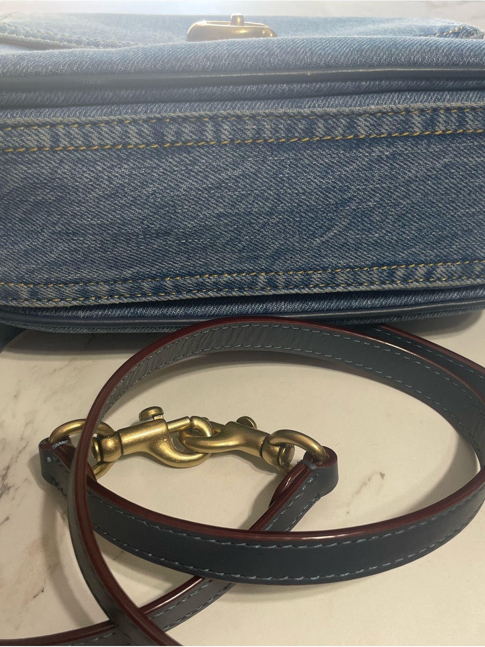 Coach Cassie 19 Denim & Leather Crossbody Bag (Missing Brass Chain Strap) - Picture 3 of 9